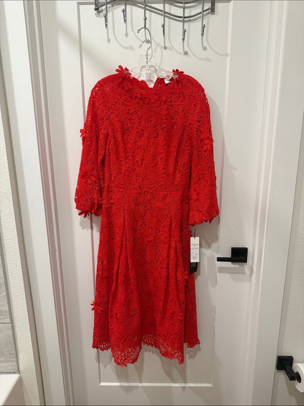Rickie Freeman for Teri Jon Red Lace A-Line Dress